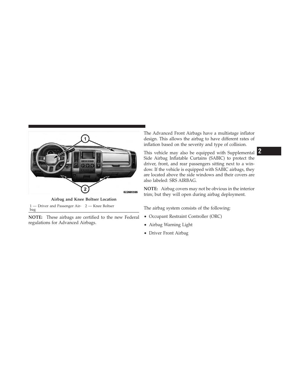 Airbag system components | Dodge 2010 Ram User Manual | Page 52 / 608