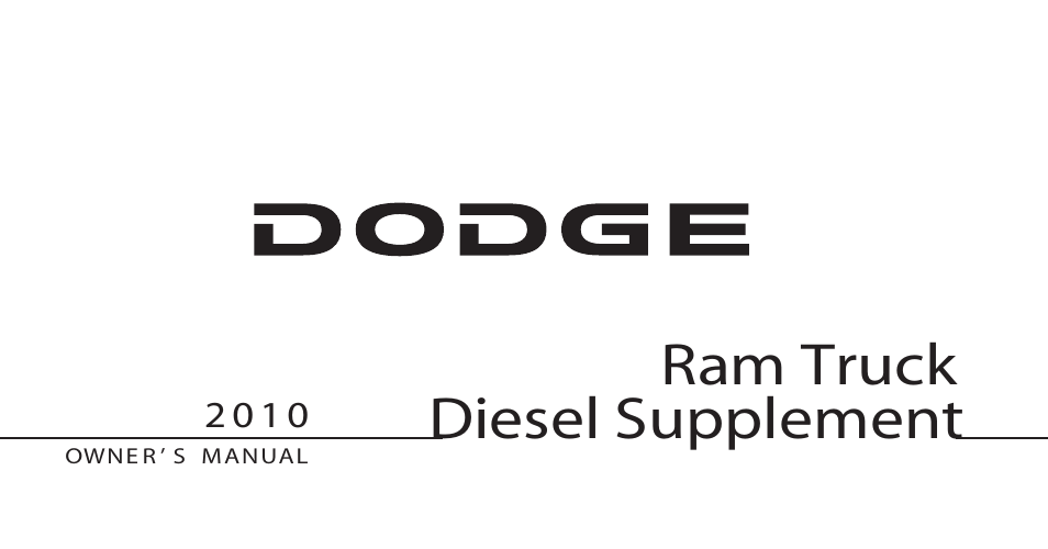 Dodge 2010 Ram Pickup 3500 Diesel User Manual | 147 pages