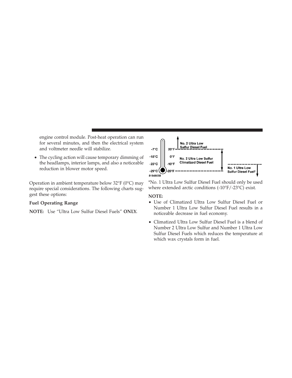 Cold weather precautions | Dodge 2010 Ram Pickup 3500 Diesel User Manual | Page 35 / 147