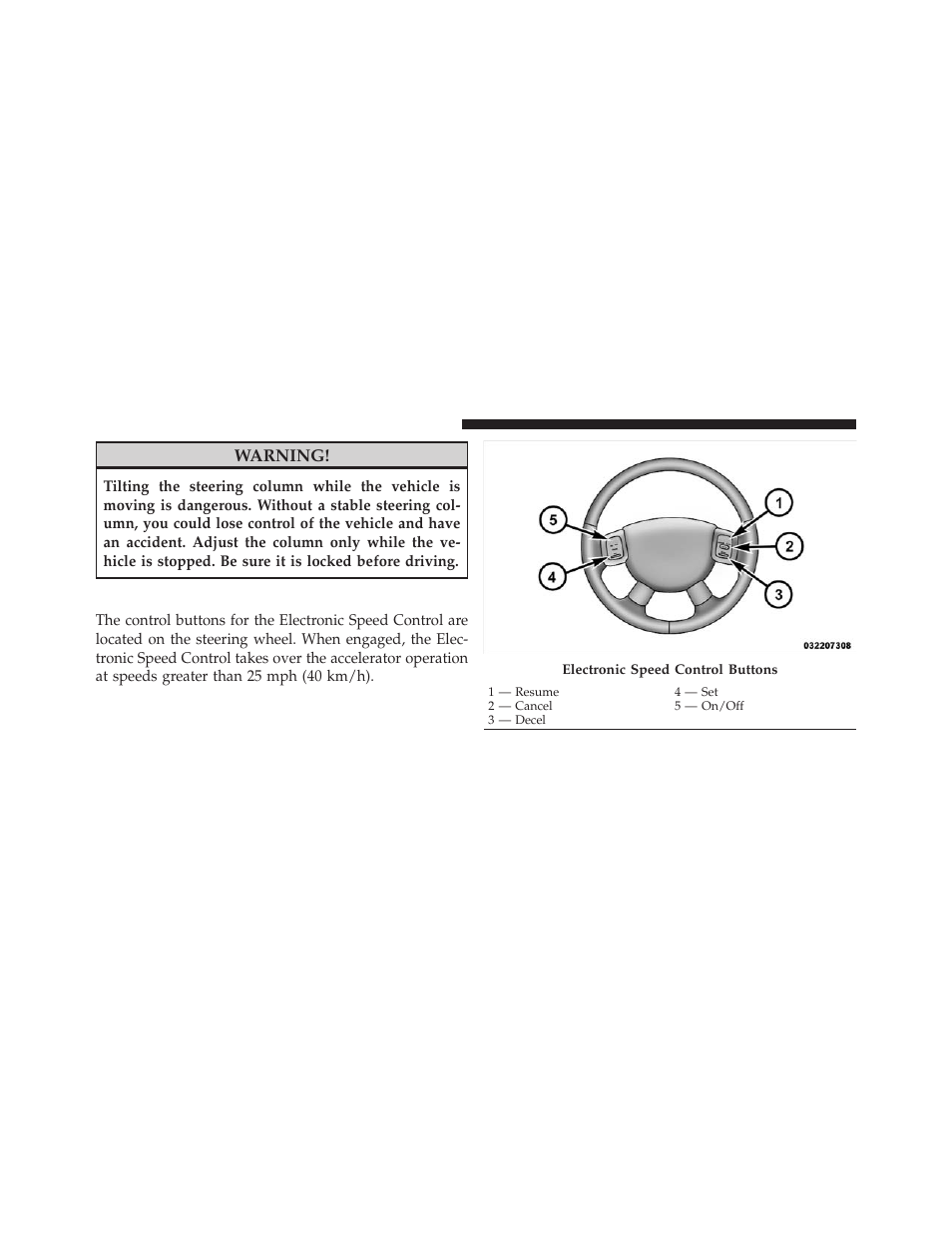 Electronic speed control — if equipped, Warning | Dodge 2010 Dakota User Manual | Page 132 / 430