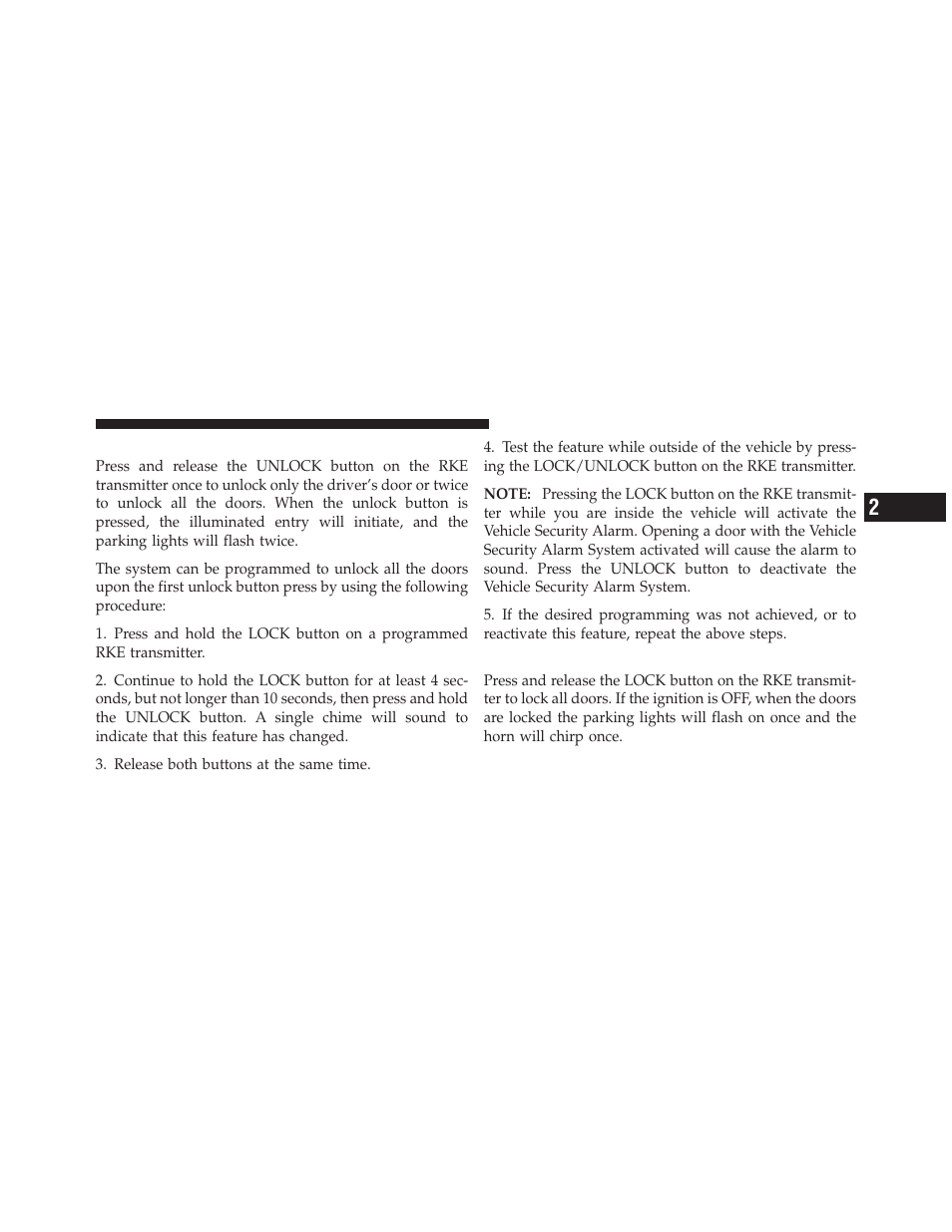 To unlock the doors, To lock the doors | Dodge 2010 Dakota User Manual | Page 21 / 430