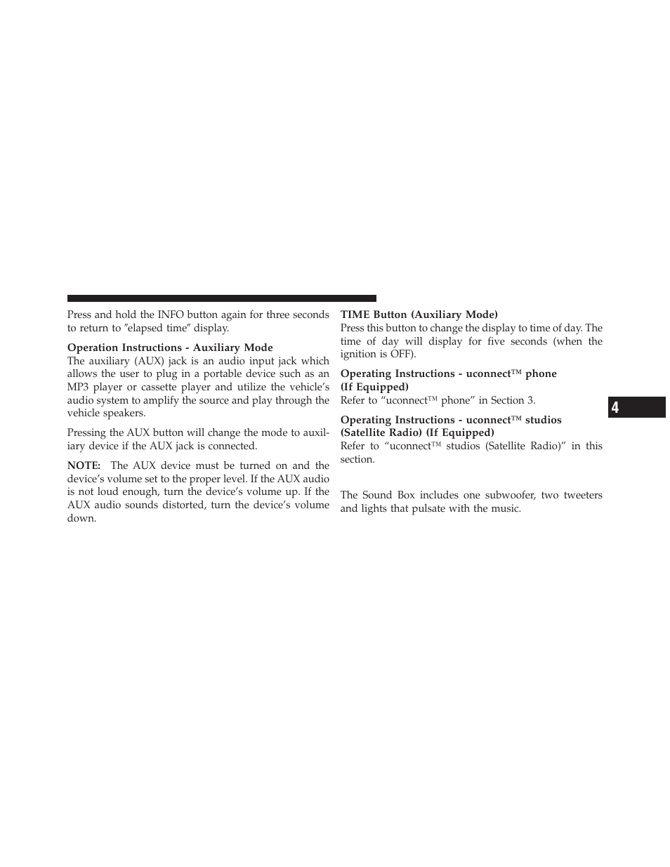 Sound box operation | Dodge 2010 Dakota User Manual | Page 217 / 430