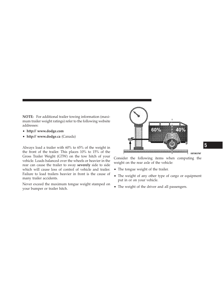 Trailer and tongue weight, Trailer towing weights, Maximum trailer weight ratings) | Dodge 2010 Dakota User Manual | Page 301 / 430