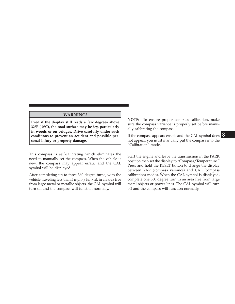 Automatic compass calibration, Manual compass calibration, Recalibrating the compass | Dodge 2009 Ram User Manual | Page 153 / 532