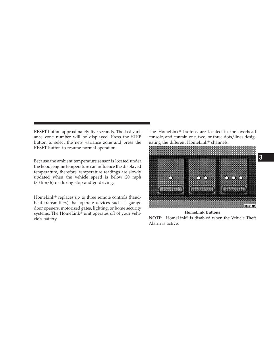 Outside temperature, Garage door opener - if equipped, Garage door opener — if equipped | Dodge 2009 Ram User Manual | Page 155 / 532