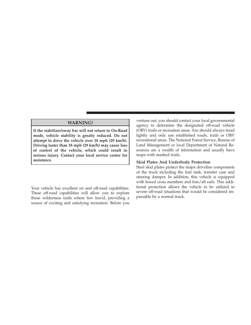 Safe off-road driving - power wagon only, Off-road driving tips and vehicle characteristics, Safe off-road driving — power wagon | Only, Off-road driving tips and vehicle, Characteristics | Dodge 2009 Ram User Manual | Page 286 / 532