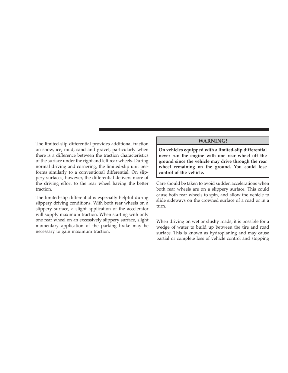 Limited-slip differential - if equipped, Driving on slippery surfaces, Limited-slip differential – if equipped | Dodge 2009 Ram User Manual | Page 306 / 532