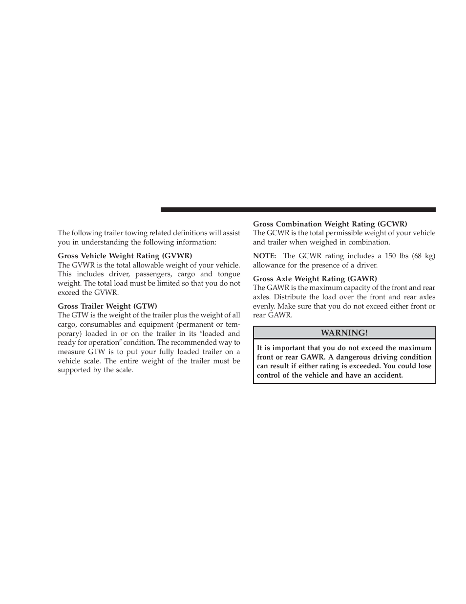 Common towing definitions | Dodge 2009 Ram User Manual | Page 386 / 532