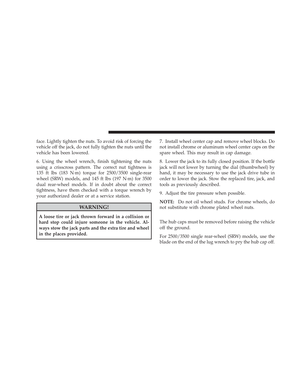 Hub caps/wheel covers | Dodge 2009 Ram User Manual | Page 416 / 532