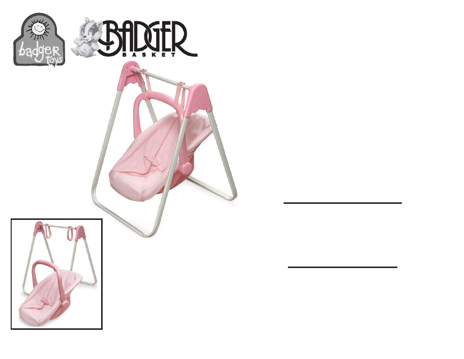 Badger Basket Play Swing with Carrier Seat 01550 User Manual | 3 pages