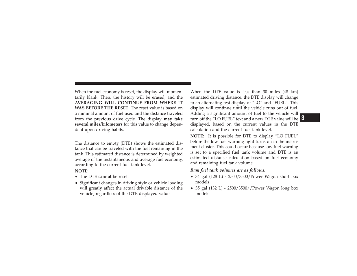 Distance to empty (dte) | Dodge 2009 Ram 3500 User Manual | Page 151 / 532