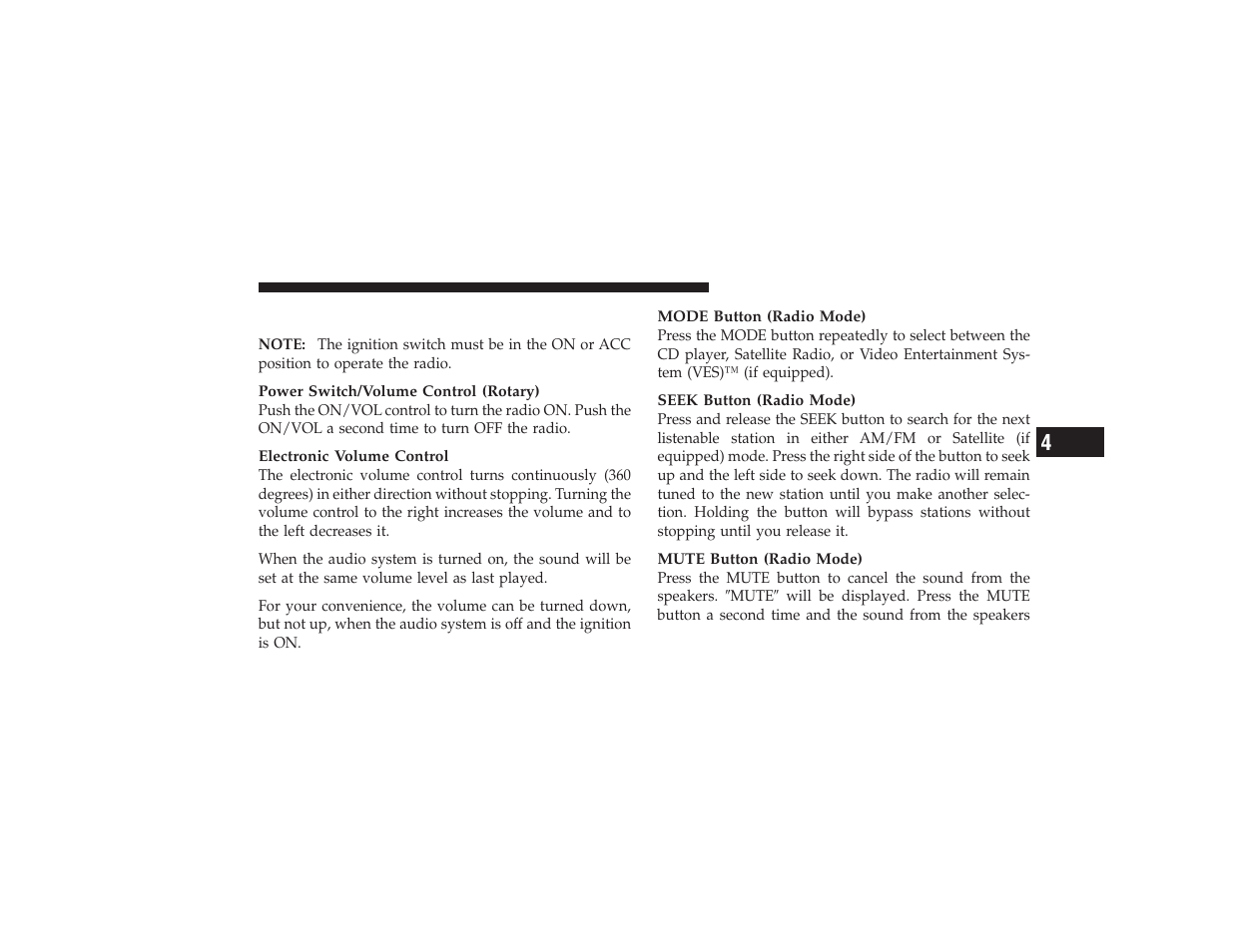 Operating instructions - radio mode | Dodge 2009 Ram 3500 User Manual | Page 205 / 532