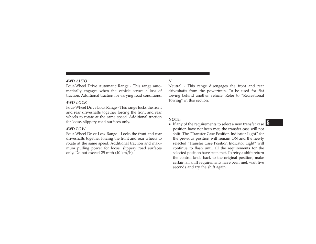 Shifting procedure — electronically shifted, Transfer case | Dodge 2009 Ram 3500 User Manual | Page 271 / 532