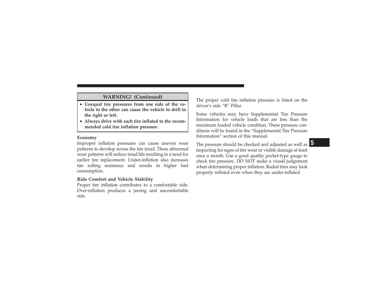 Tire inflation pressures | Dodge 2009 Ram 3500 User Manual | Page 357 / 532