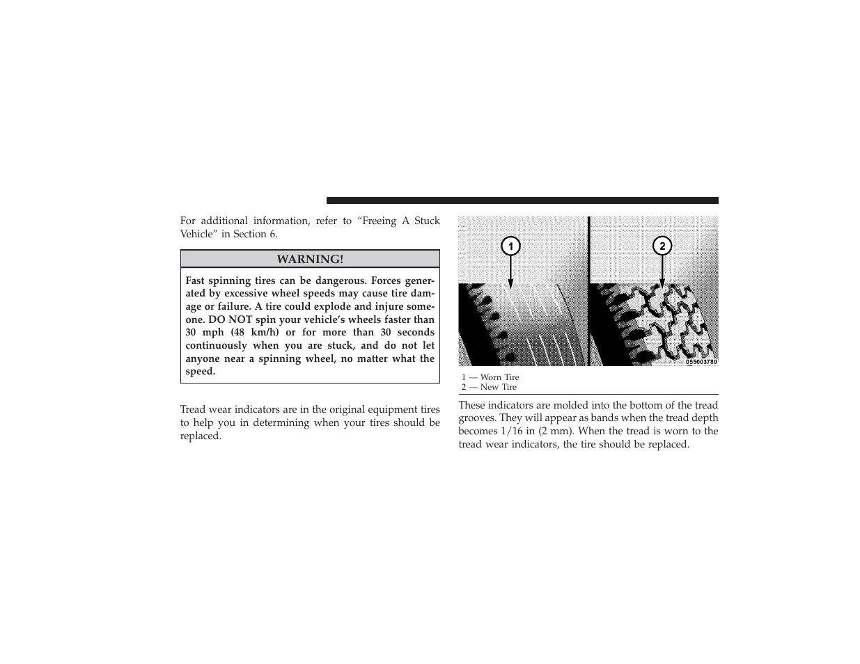 Tread wear indicators | Dodge 2009 Ram 3500 User Manual | Page 360 / 532