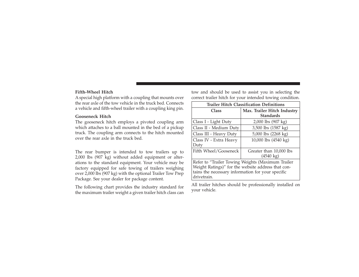 Trailer hitch classification | Dodge 2009 Ram 3500 User Manual | Page 390 / 532