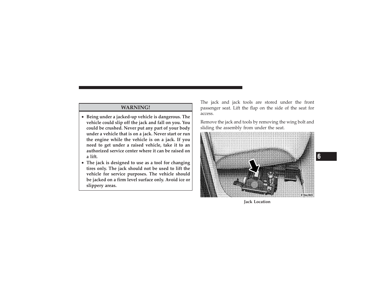 Jacking instructions, Jack location | Dodge 2009 Ram 3500 User Manual | Page 409 / 532