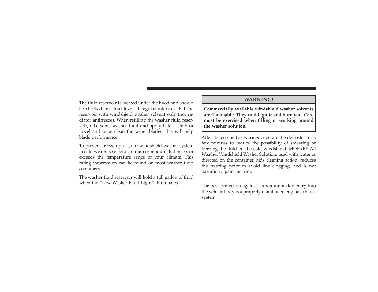 Adding washer fluid, Exhaust system | Dodge 2009 Ram 3500 User Manual | Page 440 / 532