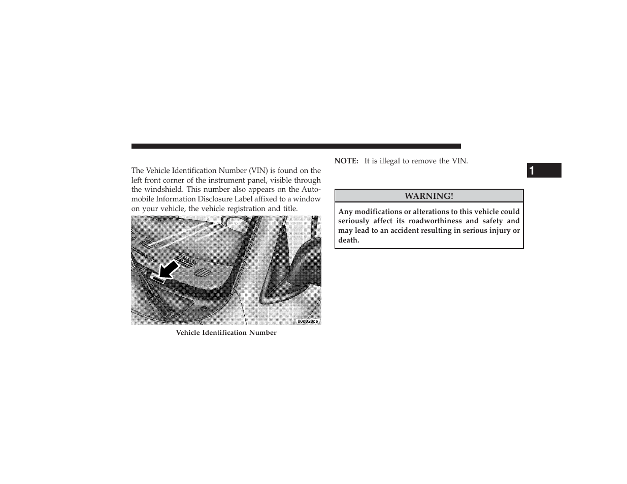 Vehicle identification number, Vehicle modifications/alterations | Dodge 2009 Ram 3500 User Manual | Page 9 / 532