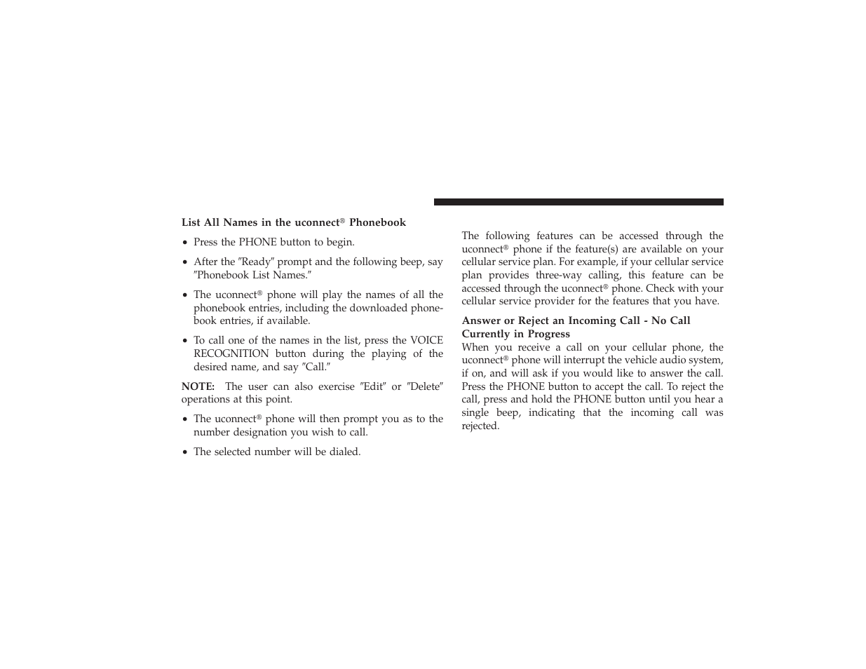 Phone call features | Dodge 2009 Ram 3500 User Manual | Page 98 / 532