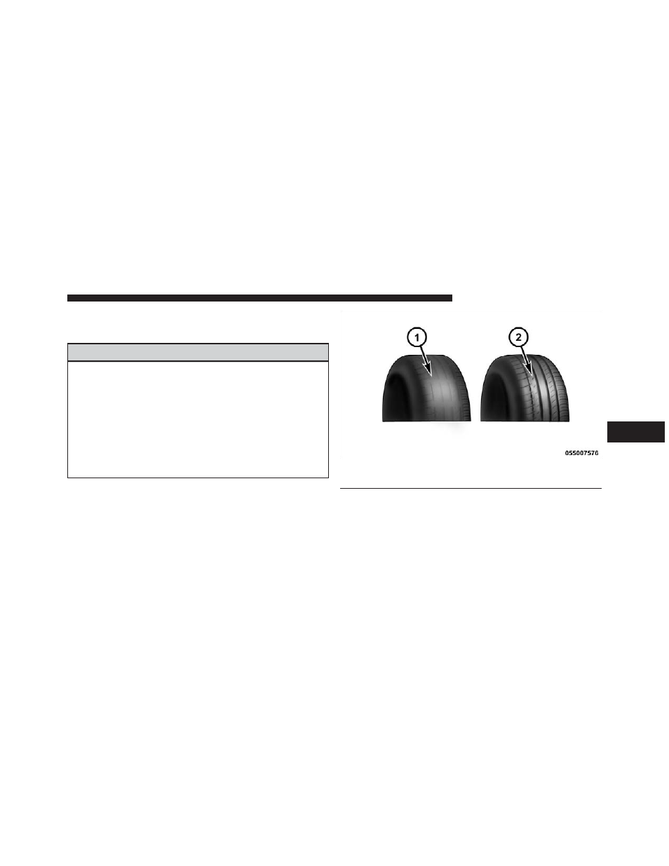 Tread wear indicators | Dodge 2009 Ram 1500 User Manual | Page 377 / 543