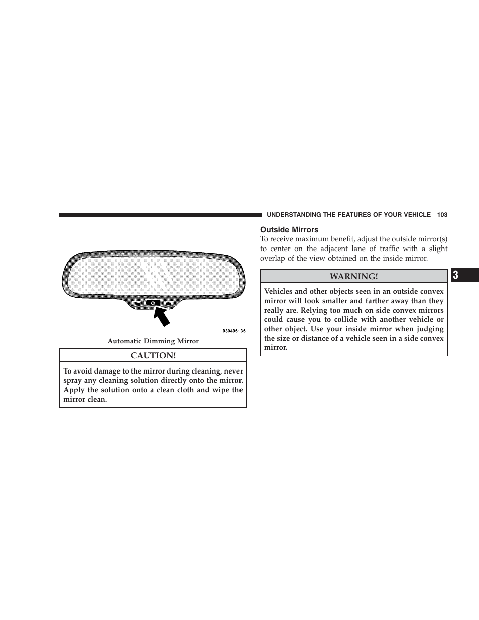 Outside mirrors | Dodge 2009 Caravan User Manual | Page 105 / 534