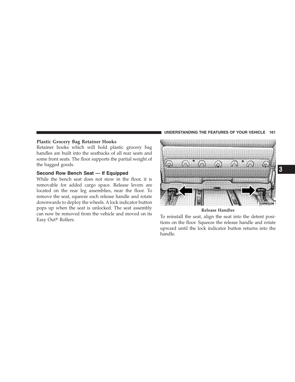 Second row bench seat - if equipped | Dodge 2009 Caravan User Manual | Page 163 / 534