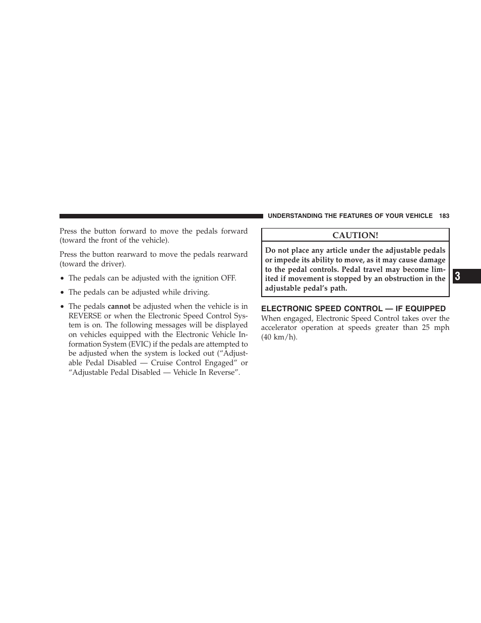 Electronic speed control - if equipped | Dodge 2009 Caravan User Manual | Page 185 / 534
