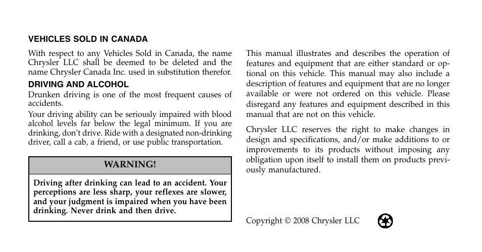 Dodge 2009 Caravan User Manual | Page 2 / 534