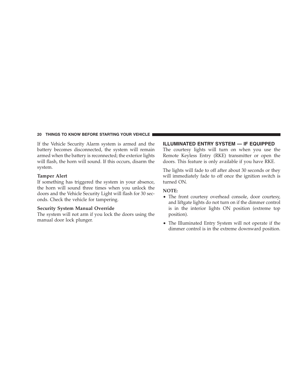 Illuminated entry system - if equipped, Illuminated entry system — if equipped | Dodge 2009 Caravan User Manual | Page 22 / 534