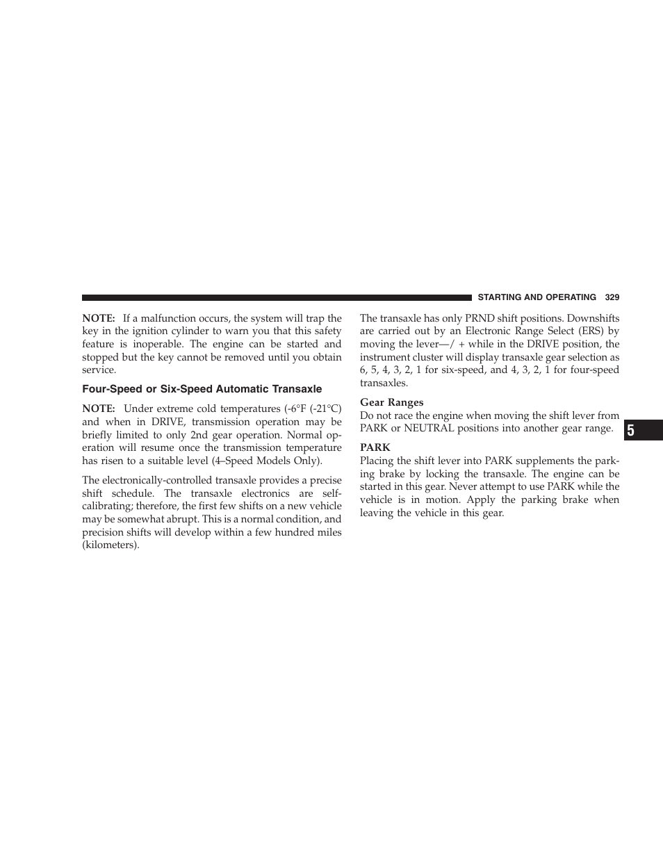 Four-speed or six-speed automatic transaxle | Dodge 2009 Caravan User Manual | Page 331 / 534