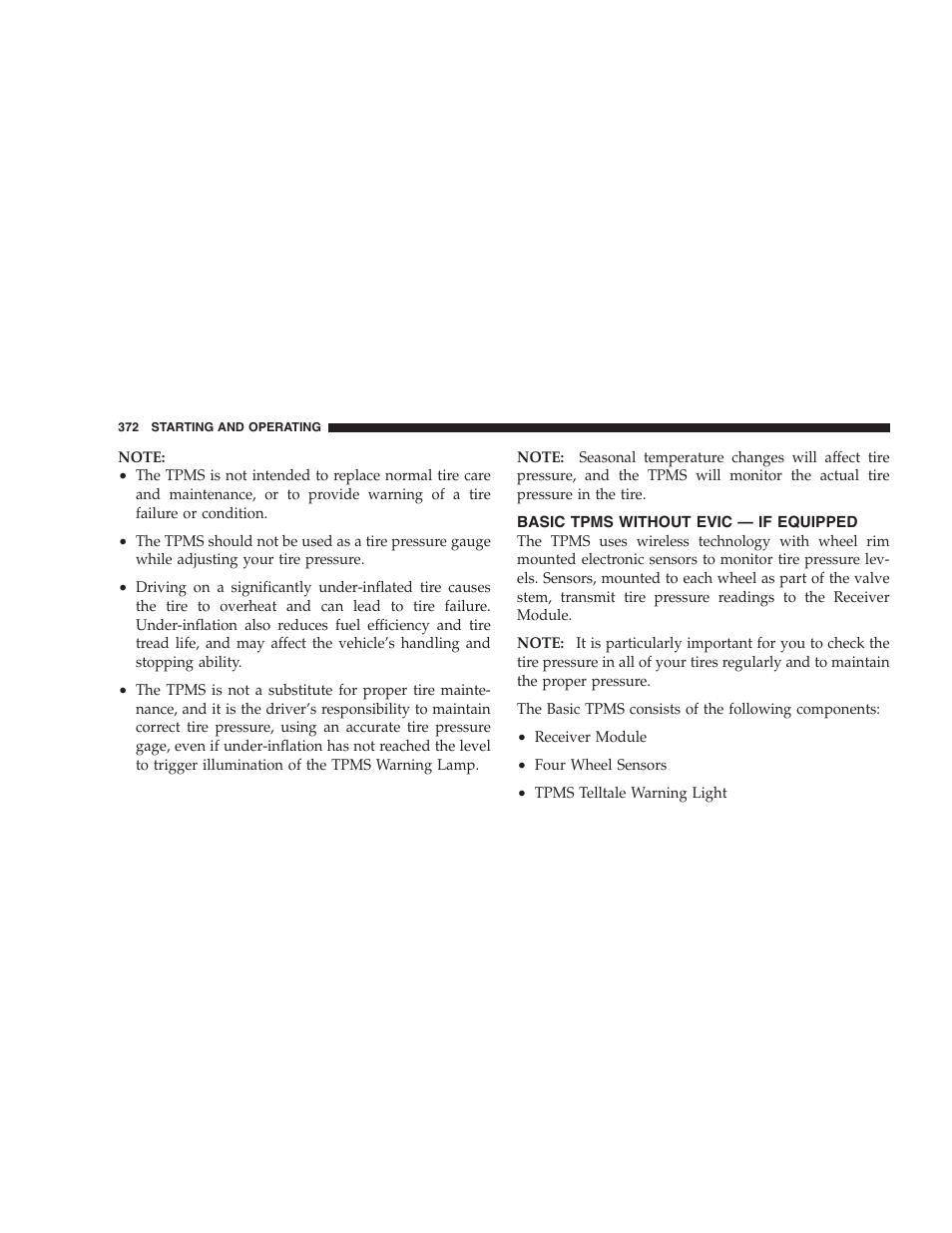 Basic tpms without evic - if equipped | Dodge 2009 Caravan User Manual | Page 374 / 534