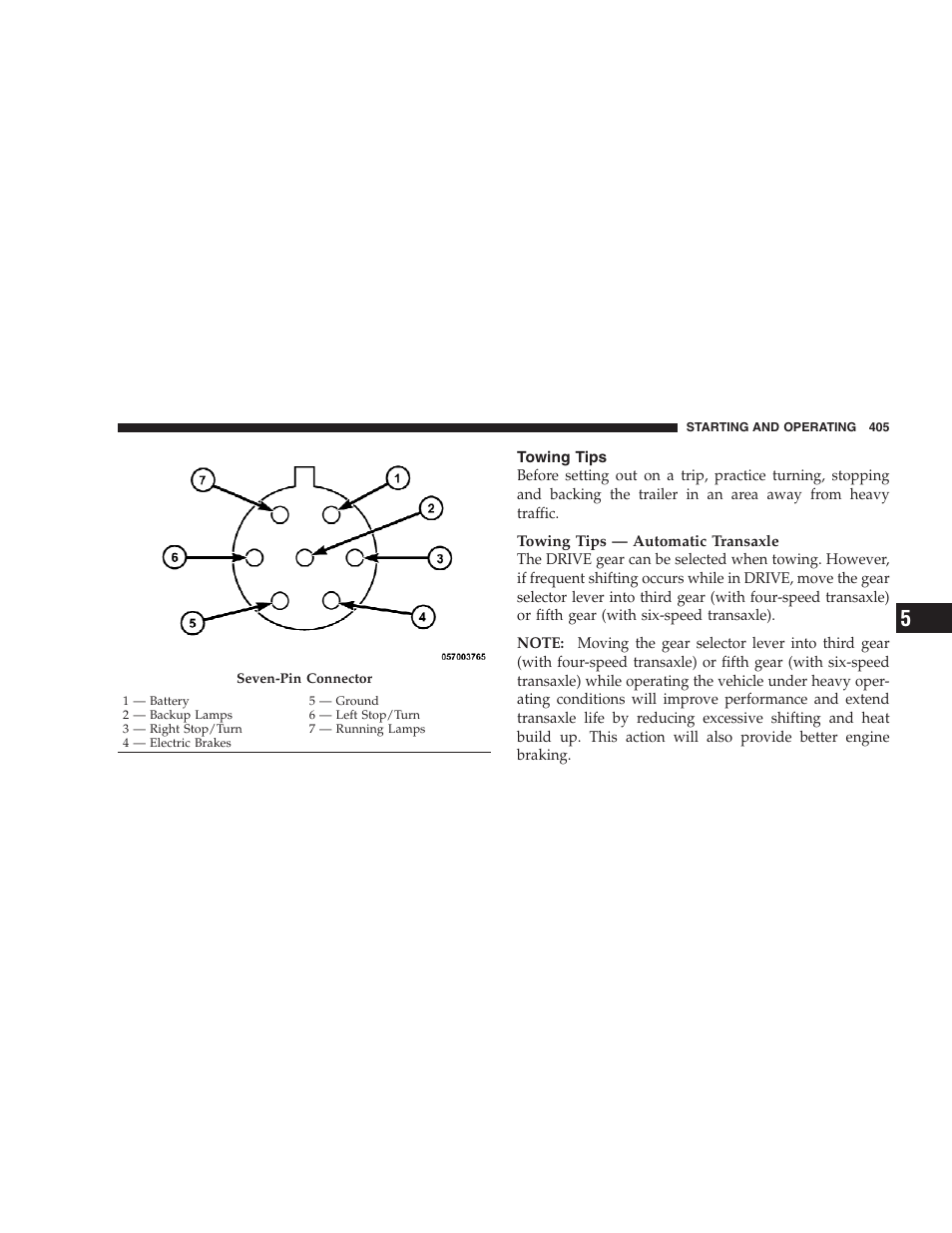 Towing tips | Dodge 2009 Caravan User Manual | Page 407 / 534