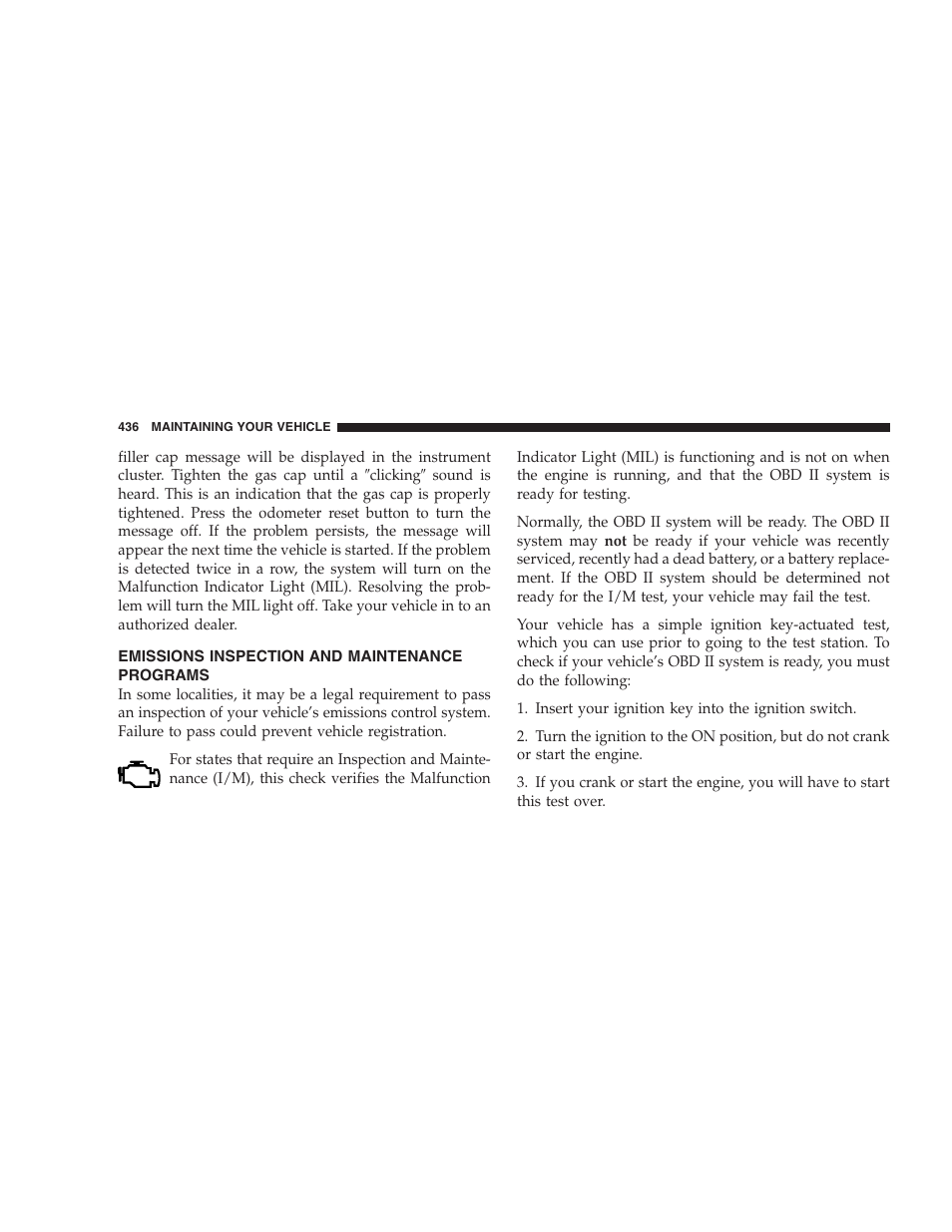 Emissions inspection and maintenance programs | Dodge 2009 Caravan User Manual | Page 438 / 534