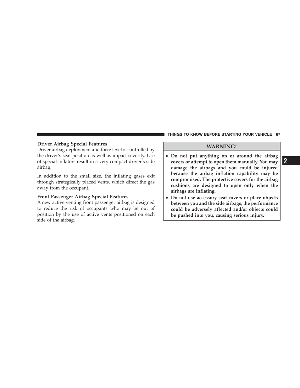 Dodge 2009 Caravan User Manual | Page 69 / 534