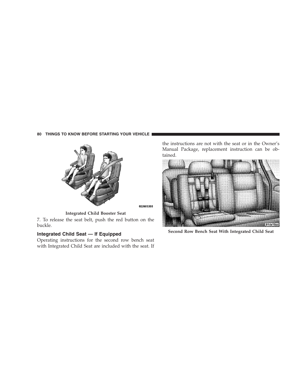 Integrated child seat - if equipped | Dodge 2009 Caravan User Manual | Page 82 / 534
