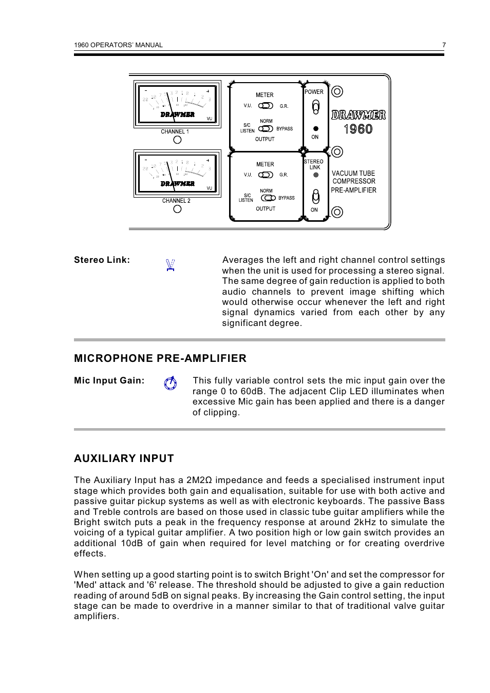 Drawmer 1960 Mic-Pre/Tube Compressor User Manual | Page 9 / 13