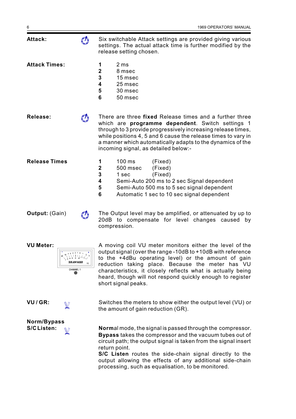 Drawmer 1969 Vacuum Tube Compressor Pre-Amplifier User Manual | Page 8 / 13