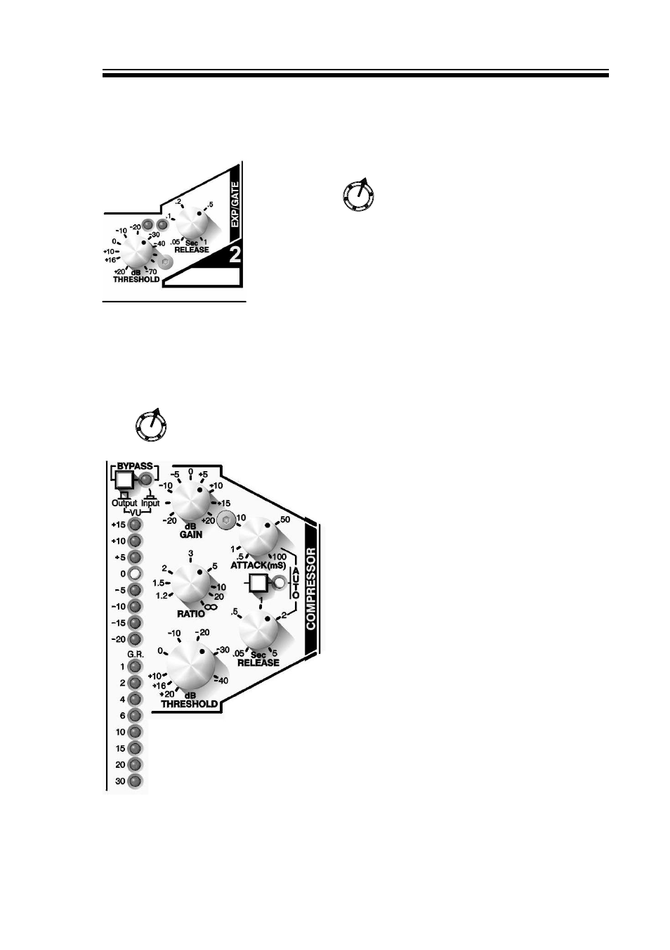 Control description, Expander, Compressor | Drawmer Six-Pack Multi-Ch. Dynamics User Manual | Page 7 / 14