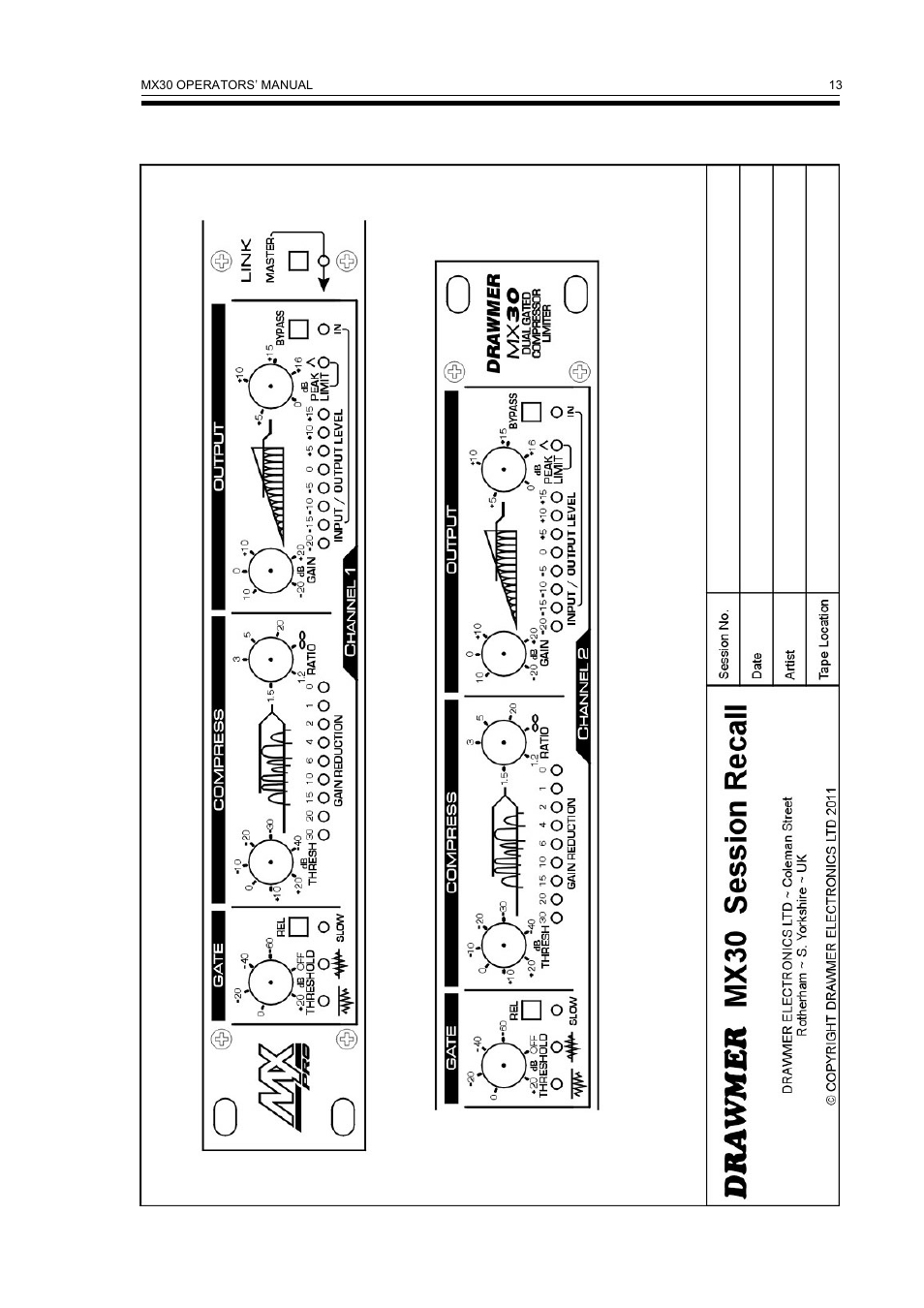Drawmer MX30 Pro Gated Compressor / Limiter User Manual | Page 15 / 15