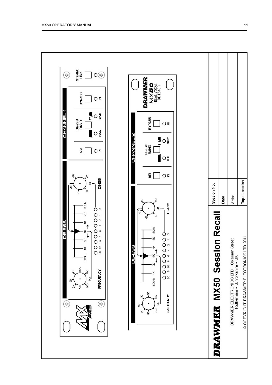 Drawmer MX50 Pro Dual Vocal De-esser User Manual | Page 13 / 13