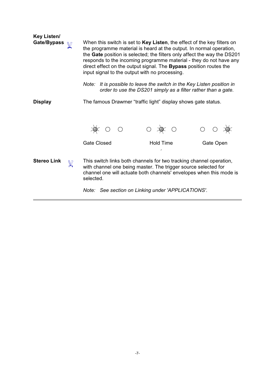 Drawmer DS201 Dual Noise Gate User Manual | Page 7 / 14