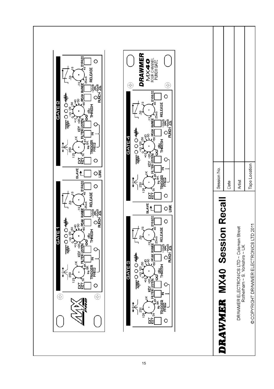 Drawmer MX40 Pro Quad Channel Punch Gate User Manual | Page 15 / 16