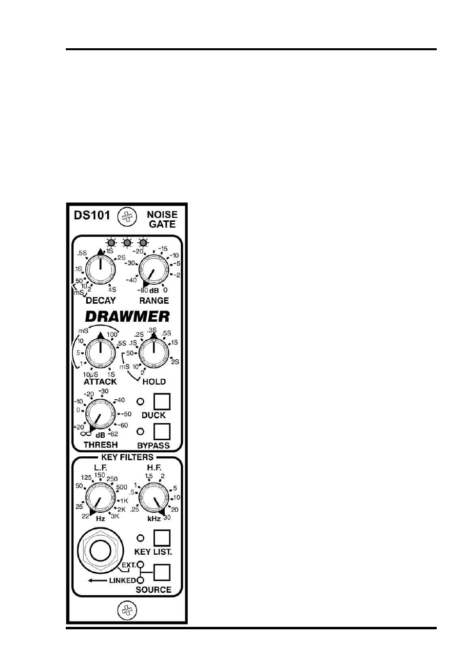 Drawmer DS101 500 Series Noise Gate User Manual | Page 9 / 17