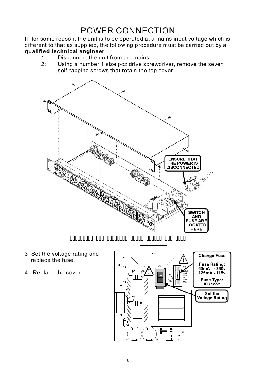 Power connection | Drawmer MX60 Pro Front End One User Manual | Page 8 / 20