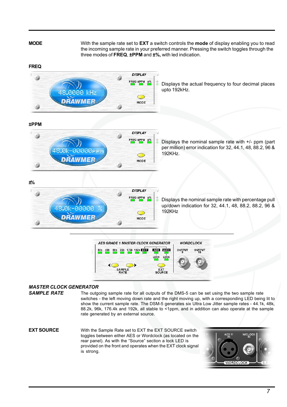 Drawmer DMS-5 M-Clock Plus AES Grade 1 Master Clock / Dual Sample Rate Conv. User Manual | Page 7 / 10