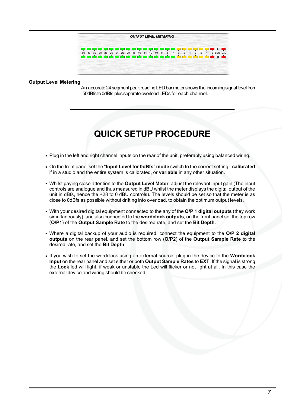 Quick setup procedure | Drawmer DMS-3 A2D2 AES Grade 1 Dual Output User Manual | Page 7 / 10