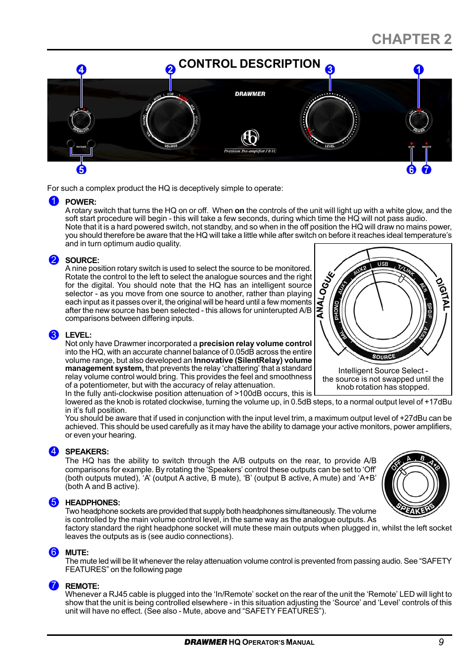 Chapter 2, Control description | Drawmer HQ-r Remote User Manual | Page 9 / 17