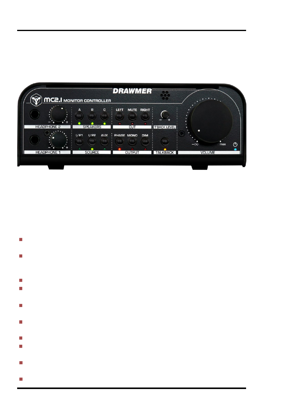 Mc2.1 | Drawmer MC2.1 Monitor Controller User Manual | Page 4 / 24