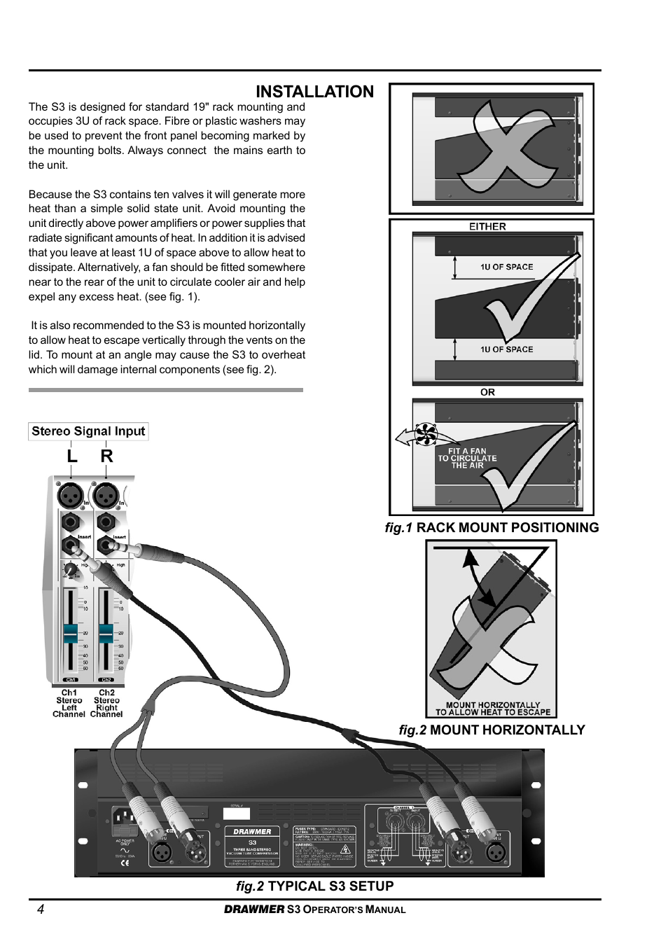 Installation | Drawmer S3 Multi-Band Stereo Tube Compressor User Manual | Page 4 / 11